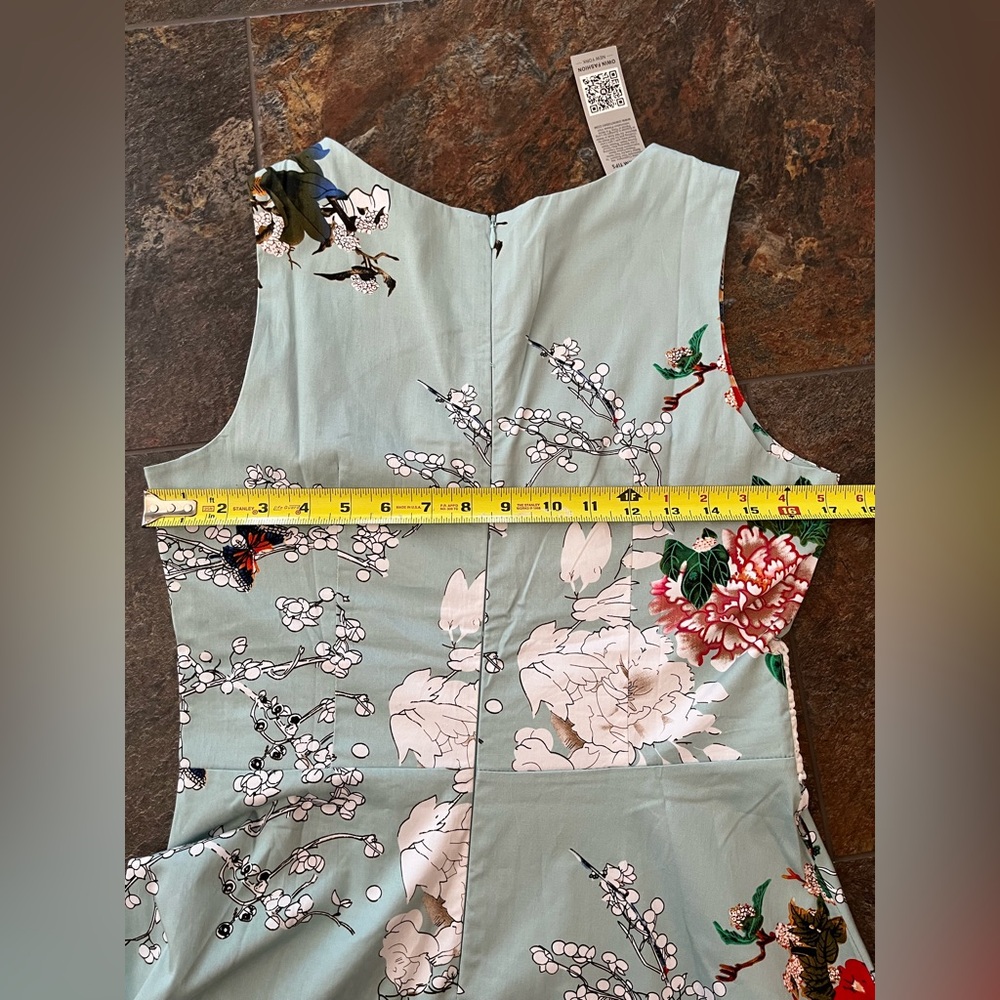 New cottagecore green floral flared sleeveless party/cocktail dress. Size medium - Picture 10 of 12
